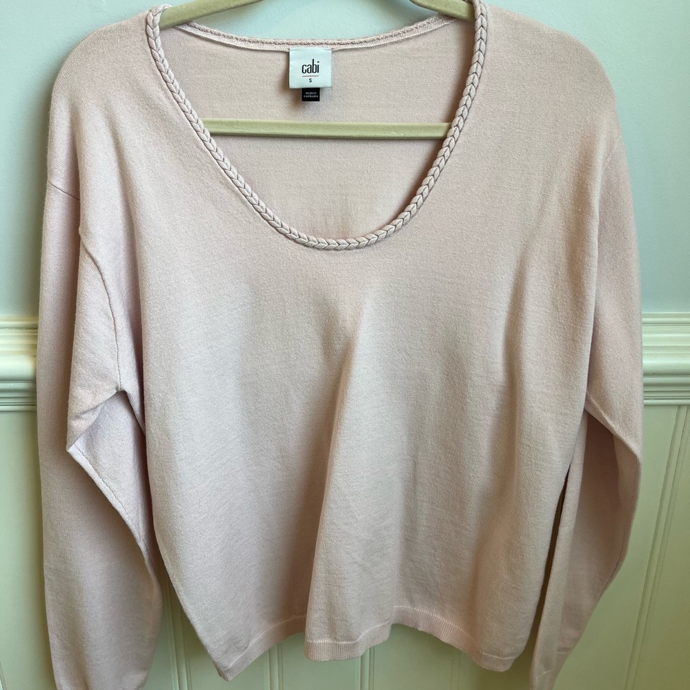 Cabi Braided Pullover Pink Sweater Small NWOT